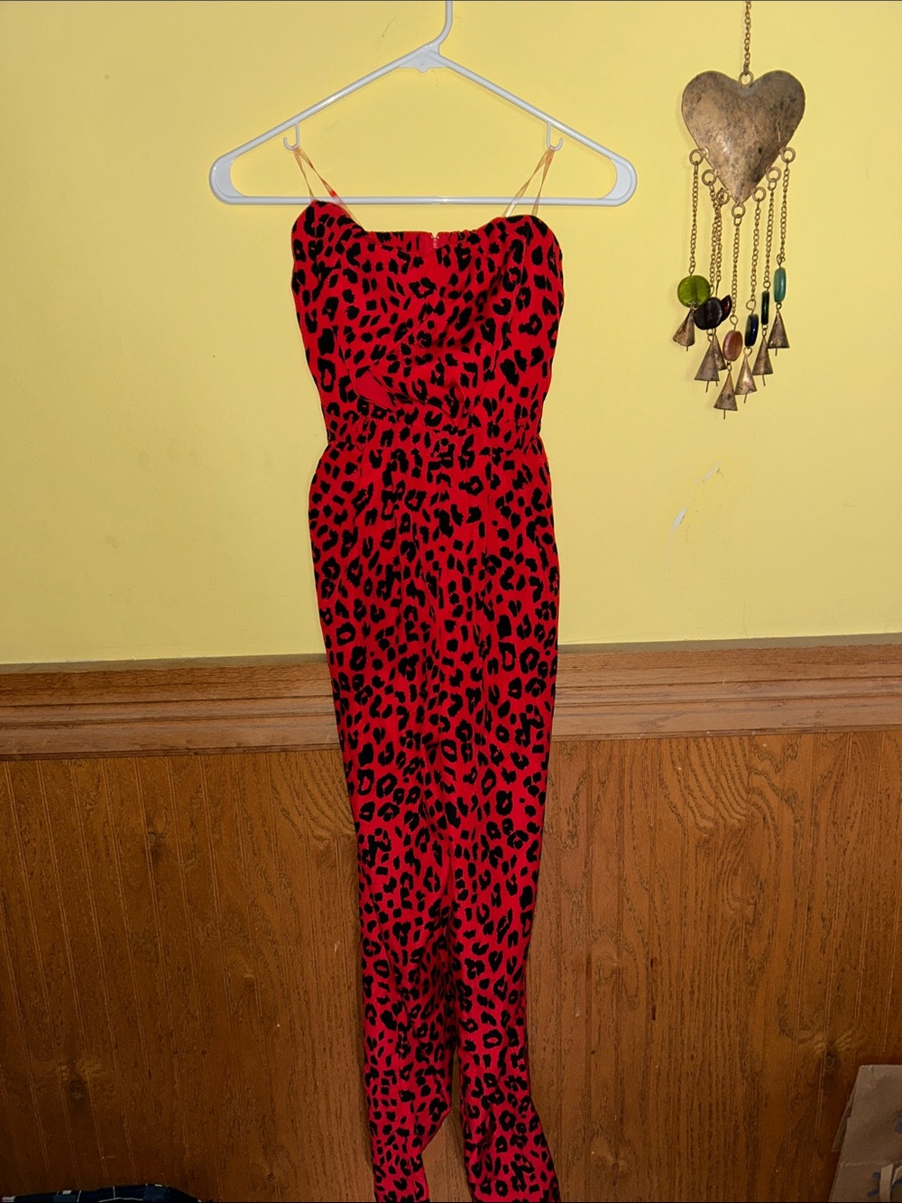 Charlotte Russe Red and Black Leopard Print Jumpsuit